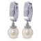 4 Carat 14K Solid White Gold Hoop Earrings Natural pearl