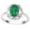 1.17 CT EMERALD AND ACCENT DIAMOND 0.02 CT 10KT SOLID WHITE GOLD RING