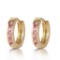 1.3 Carat 14K Solid Gold Hoop Huggie Earrings Pink Sapphire
