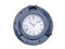 Brass Deluxe Class Porthole Clock 8in. - Dark Blue