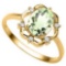 1.01 CT GREEN AMETHYST AND ACCENT DIAMOND 0.02 CT 10KT SOLID YELLOW GOLD RING