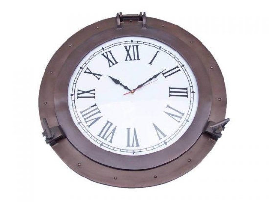 Bronzed Deluxe Class Porthole Clock 24in.