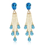15.5 Carat 14K Solid Gold Playful Blue Topaz Earrings