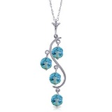 2.25 Carat 14K Solid White Gold Move The Earth Blue Topaz Necklace