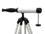 Standing Oil-Rubbed Bronze with White Leather and White Stand Harbor Master Telescope 30in.