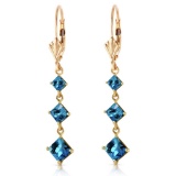 4.79 Carat 14K Solid Gold Giving Blue Topaz Earrings