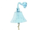 Dark Blue Whitewashed Cast Iron Hanging Ships Bell 6in.