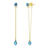 3.15 Carat 14K Solid Gold Chandelier Earrings Natural Blue Topaz