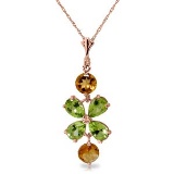 3.15 CTW 14K Solid Rose Gold Necklace Peridot Citrine