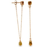 14K Solid Rose Gold Chandelier Earrings with Citrines