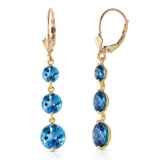 7.2 Carat 14K Solid Gold Rainfall Blue Topaz Earrings