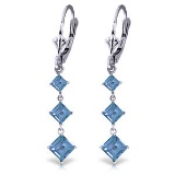 4.79 Carat 14K Solid White Gold For No Reason Blue Topaz Earrings