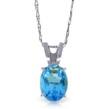 0.85 Carat 14K Solid White Gold Life At Forty Blue Topaz Necklace