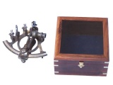 Antique Brass Sextant 7in. with Rosewood Box