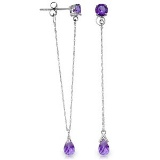 3.15 CTW 14K Solid White Gold Chandelier Earrings Natural Amethyst