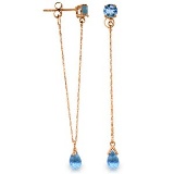 14K Solid Rose Gold Chandelier Earrings with Natural Blue Topaz