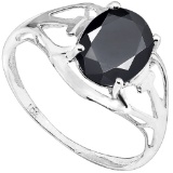 2.2 CT BLACK SAPPHIRE 10KT SOLID WHITE GOLD RING