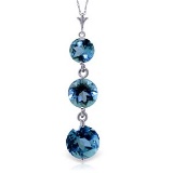 3.6 Carat 14K Solid White Gold Genies Out Blue Topaz Necklace