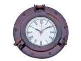 Antique Copper Deluxe Class Porthole Clock 8in.