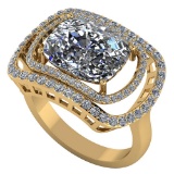 Certified 2.10 CTW Round and Cut Diamond 14K Yellow Gold Ring
