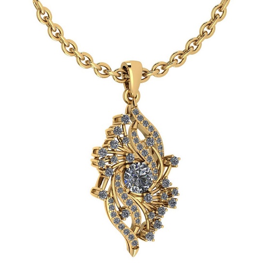 Certified 0.90 Ctw Diamond VS/SI1 Necklace 14K Yellow Gold
