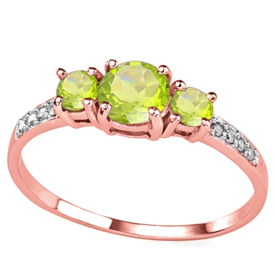 0.76 CT PERIDOT AND ACCENT DIAMOND 0.04 CT 10KT SOLID RED GOLD RING