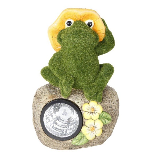 FROG GARDEN DECOR W/ SOLAR LIGHT