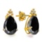 1.47 CT BLACK SAPPHIRE AND ACCENT DIAMOND 10KT SOLID YELLOW GOLD EARRING