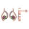 Certified .51 CTW Genuine Mystic Topaz And Diamond (G-H/SI1-SI2) 14K Rose Gold Stud Earring