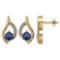 Certified .90 CTW Genuine Blue Sapphire And Diamond (G-H/SI1-SI2) 14K Yellow Gold Stud Earring
