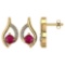 Certified .51 CTW Genuine Ruby And Diamond (G-H/SI1-SI2) 14K Yellow Gold Stud Earring