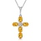 1.88 Carat 14K Solid White Gold Cross Necklace Natural Diamond Citrine