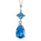 2 CTW 14K Solid White Gold Zenlike Blue Topaz Necklace