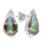 1.37 CT RAINBOW MYSTIC QUARTZ AND ACCENT DIAMOND 10KT SOLID WHITE GOLD EARRING