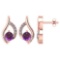 Certified .51 CTW Genuine Amethyst And Diamond (G-H/SI1-SI2) 14K Rose Gold Stud Earring