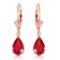 3.5 CTW 14K Solid Rose Gold Leverback Earrings Ruby