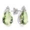 1.13 CT GREEN AMETHYST AND ACCENT DIAMOND 10KT SOLID WHITE GOLD EARRING