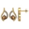 Certified .51 CTW Genuine Smoky And Diamond (G-H/SI1-SI2) 14K Yellow Gold Stud Earring