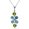 3.15 CTW 14K Solid White Gold Something Charming Blue Topaz Peridot Necklace