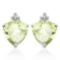 1.25 CARAT GREEN AMETHYST 10K SOLID WHITE GOLD TRILLION SHAPE EARRING WITH 0.03 CTW DIAMOND