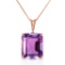 14K Solid Rose Gold Necklace with Octagon Purple Amethyst