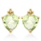 1.35 CARAT GREEN AMETHYST 10K SOLID YELLOW GOLD TRILLION SHAPE EARRING WITH 0.03 CTW DIAMOND