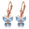 1.24 CTW 14K Solid Rose Gold Butterfly Earrings Blue Topaz
