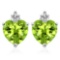 1.65 CARAT PERIDOT 10K SOLID WHITE GOLD HEART SHAPE EARRING WITH 0.03 CTW DIAMOND