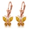 1.24 CTW 14K Solid Rose Gold Butterfly Earrings Citrine