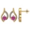 Certified .51 CTW Genuin Pink Tourmaline And Diamond (G-H/SI1-SI2) 14K Yellow Gold Stud Earring