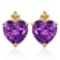 1.4 CARAT AMETHYST 10K SOLID YELLOW GOLD HEART SHAPE EARRING WITH 0.03 CTW DIAMOND
