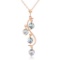 14K Solid Rose Gold Necklace with Natural Aquamarines