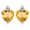 1.3 CARAT CITRINE 10K SOLID WHITE GOLD HEART SHAPE EARRING WITH 0.03 CTW DIAMOND