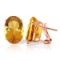 13 Carat 14K Solid Rose Gold French Clips Earrings Natural Citrine